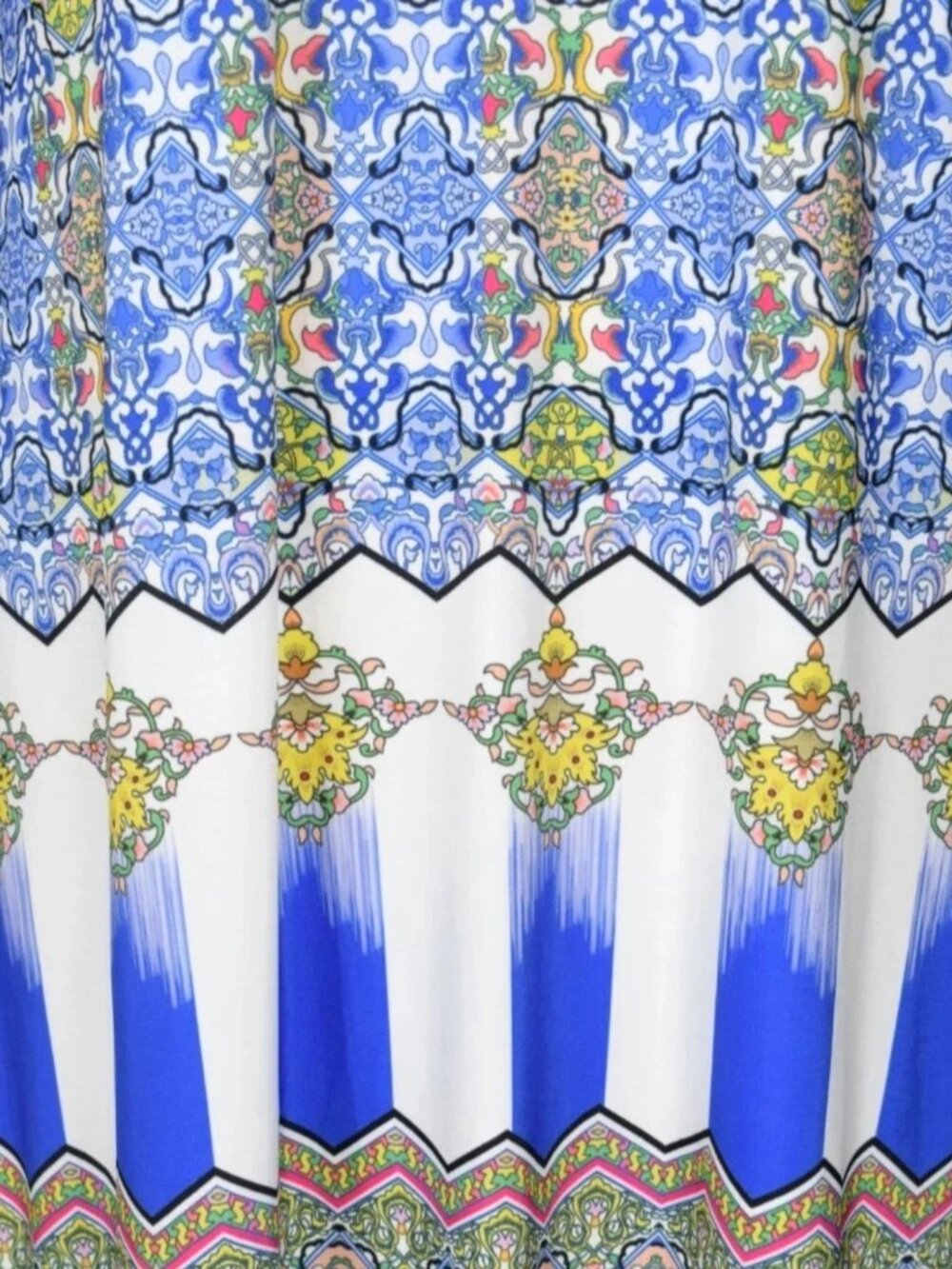 ISLE BY MELIS KOZAN GEOMETRIC PRINT BLUE WHITE 3/4 SLEEVE DRESS - Picture 5 of 8